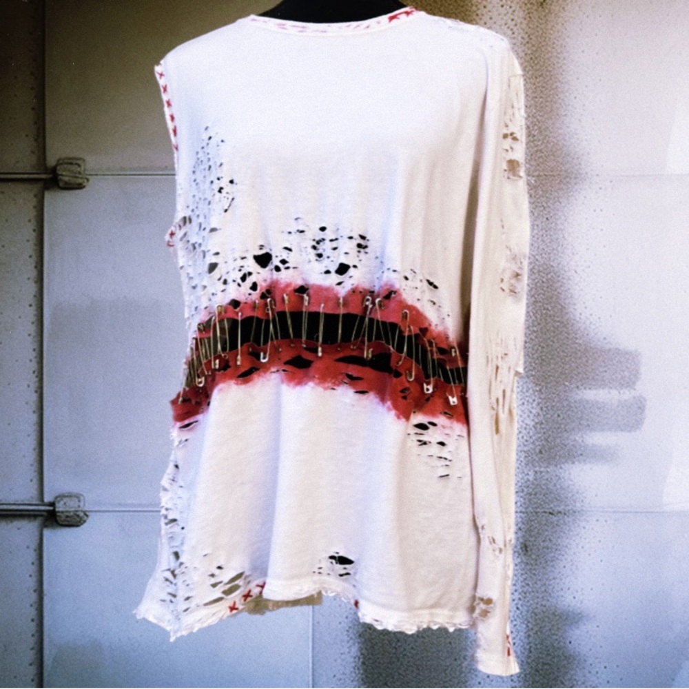 1/1 Custom Demon Flesh "Martyrdom" Distressed Bloody One Sleeve Shirt